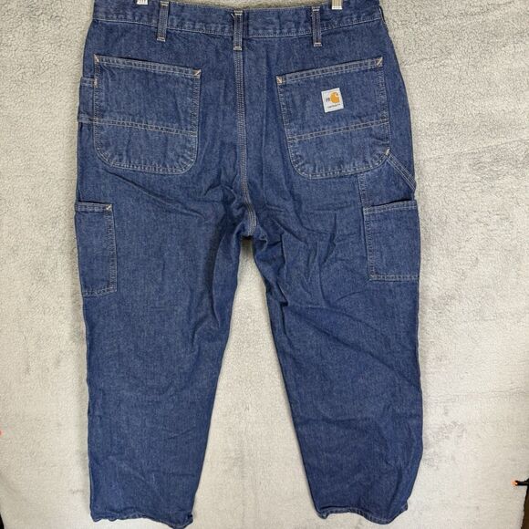 Carhartt FR Jeans Mens 36x30 Blue Utility Flame Resistant Dark Wash Original Fit - Picture 7 of 11